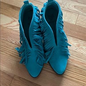 Teal suede booties